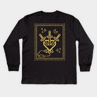 Tarot Card - Three of Swords - Gold Kids Long Sleeve T-Shirt